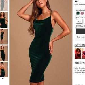 Jazzy Belle Dark Green Velvet Dress